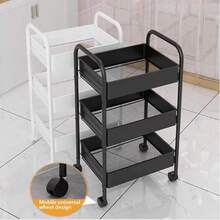 Multipurpose Organizer Cart With 3 Levels, Wheels With Brakes And Ergonomic Design: The Ultimate Solution For Storage At Home, Office And Beauty Salon, Saving Space And Facilitating Mobility. - trắng - Xem 9