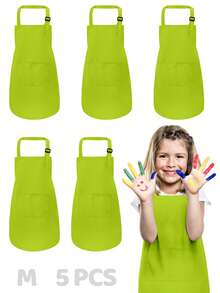 5pcs Kids Apron With 2 Pockets, Adjustable, Suitable For Boys And Girls, Children's Art Painting Apron For Kitchen, Classroom, Cooking, Baking, DIY - Multicolor - View 20