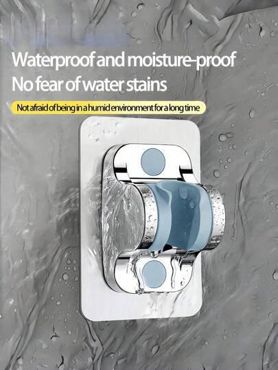 1pc Adjustable Shower Head Holder, Removable Wall-Mounted Shower Caddy, No Drill Universal Shower Rack, No Installation Bathroom Base, Stainless Steel Shower Storage Basket With Suction Cup, Strong Suction Storage Basket, Shower Accessories, Bathroom Small Tool