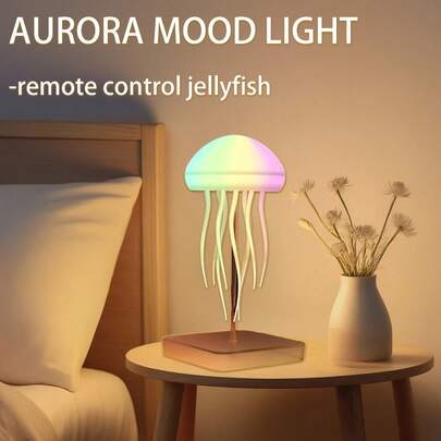 1pc Jellyfish Lamp With Dancing Tentacles, RGB Gradient Jellyfish Bedside Lamp With Remote Control And Touch Sensor, USB Rechargeable Jellyfish Table Lamp With Built-In Long-Lasting Battery, Suitable For Home Use