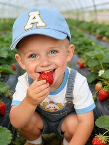 1pc Kids 26 Letter Truck Driver Cap, Fashionable Versatile Casual Sun Hat, Suitable For 1-3 Years Old Boys And Girls - Baby Blue - View 2