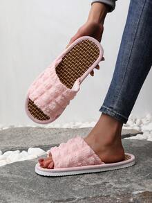 New Puff Breathable Sandals, Hollow-Out Soft Plush Cooling Comfortable Indoor/Outdoor Slippers - Pink - View 6