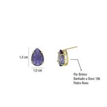 Women's Gold-Plated Costume Jewelry Set: Earrings, Necklace, And Teardrop Stone Pendant (18k Gold Plated) - 紫丁香 - 查看 2