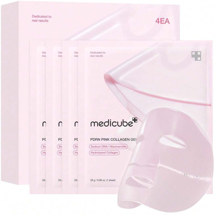 Medicube Jelly Gel Mask With Salmon DNA PDRN Pink Collagen 28g X 4ea, Overnight Face Mask, For Uneven Skin Tone, Elasticity, Hydrating, Firming And Moisturizing, Improve Skin Elasticity, Reduce Pigmentation, Firms Skin, Fights Wrinkles, Anti-Aging, Promotes Cell Regeneration, Repairs Skin Barrier, Refines Pores, Brightens Complexion, Lightweight Texture, Suitable For Daily Use Or Pre-Makeup Use. Korean Cosmetics, K-Beauty, PDRN Serum, Salmon PDRN, Top Selling Skin Care, Korean Skin Care, Best Selling Korean Mask, Y2k, Summer, Best Birthday Gift For Her, Girlfriend Wife Friend Mom Gift - Salmon PDRN - 查看 1