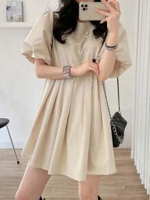 Women Short Dresses - Beige - View 1