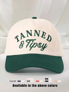 1pc Women's Embroidered "TANNED Tipsy" Colorblock Baseball Cap, Adjustable Outdoor Sun Protection Casual Hat Suitable For Spring/Autumn Travel, Beach Vacation, Unisex Y2K Style Cap,Summer - Baseball Cap - View 19