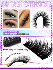 Eimny Manga Style False Eyelash Cluster Set 300pcs D Curl 10-18mm, Soft And Comfortable, Cluster Eyelash Extensions, Lightweight Ethereal Fluffy, Anime Cosplay Single Eyelash Clusters - Multicolor - View 7