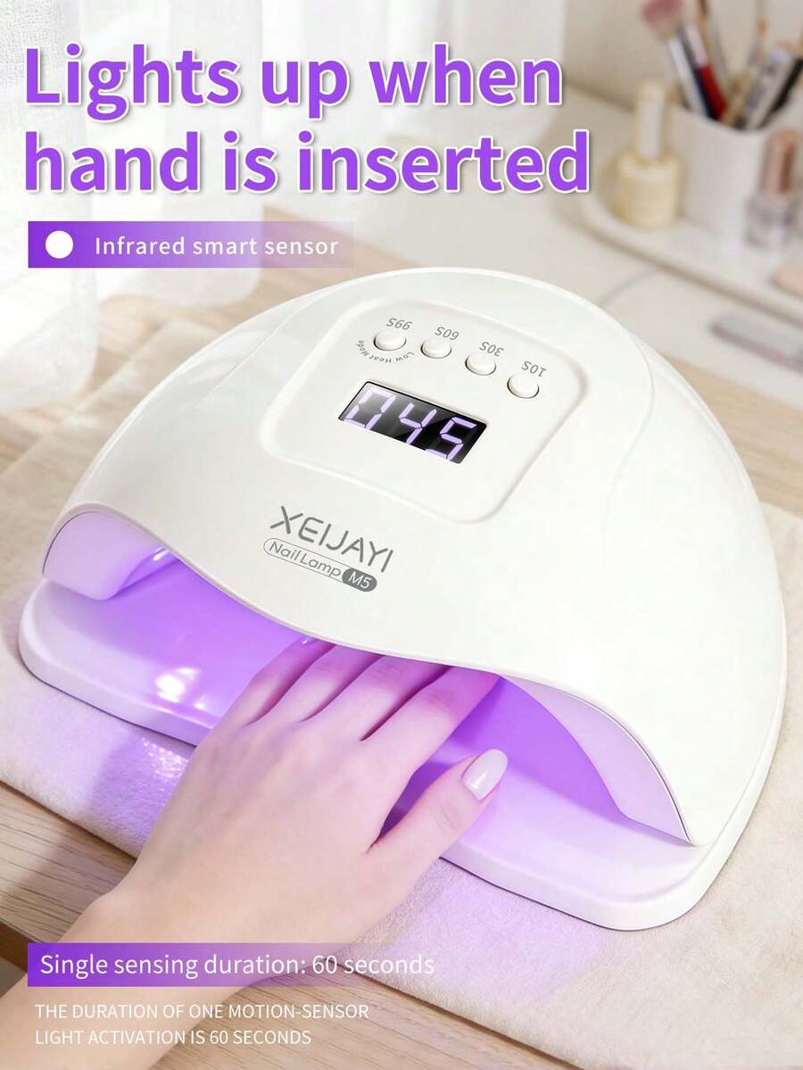 XEIJAYI 1个白色UV LED美甲灯，带24个灯泡，专业美甲凝胶烘干机，4种定时设置 - 白色 - 查看 1