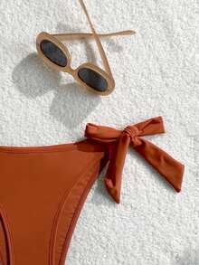 Quần bikini đen buộc dây bên hông, thích hợp cho lễ tốt nghiệp, ngày Quốc khánh, ngày Valentine, lễ hội âm nhạc và các dịp thời trang. - Màu Cam san hô - Xem 3