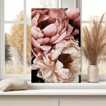 1Pc Framed Canvas Poster Print Peony Flower, Pink Tone Petals, Realistic Floral Style Wall Art Decor, Perfect For Room Decor Living Room Bedroom Office Kitchen Bathroom Home Decor, Ideal Home Wall Decoration Gift, 2D Flat - Hoạt hình - Xem 4