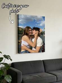 个性化家庭圣诞肖像帆布墙画 - 定制照片礼品，带边框，现代简约竖幅墙面装饰，适用于客厅、卧室、餐厅 - 易于悬挂，无需电池/电源，秋冬家居装饰 - 用定制家庭照片珍藏圣诞回忆，是室内家庭办公室或餐厅装饰的理想之选，简约现代风格 - 彩色 - 查看 10