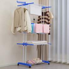 Floor Clothesline For Clothes, Underwear, Shelves, 3 Tier Tower, Foldable, Portable, Compact, With Wheels, Multifunctional - 彩色 - 查看 5