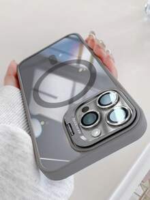 高级加厚磁吸式防震手机壳，带支架和钢化玻璃镜头保护膜，防水防尘防刮，兼容 16/15/14/13/12/11 Pro Max Plus - 灰色 - 查看 26