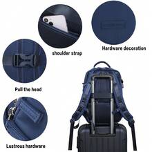 瑞安航空登机背包 40x20x25厘米（20升）| 防水旅行背包，可装14英寸笔记本电脑，带线缆穿孔 | 耐用登机行李包 | 多用途 | 黑色/海军蓝/粉色/米色/紫色 - 藏蓝色 - 查看 5