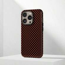 Pink & Brown Polka Dot Phone Case, Cute Y2K Style. Compatible With IPhone 17, 16, 15, 14, 13, 12, 11 Pro Max Plus Models - 款式2(1pc) - 查看 2