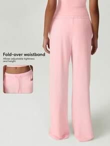 女士夏季轻薄透气抽绳直筒休闲运动慢跑裤 - 淺粉色 - 查看 2