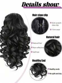 12-Inch Synthetic Fiber Wavy Ponytail Hairpiece, Natural Looking Clip-On Short Ponytail Wig, Fashion Hair Accessory, Elegant Hair Clip, Suitable For Autumn And Winter - Multicolor - View 5
