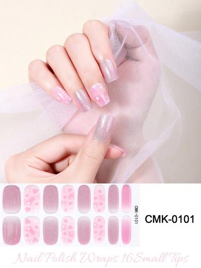 New Non-Baking Gel Nail Stickers, Solid Color, Waterproof, 16 Nail Polish Films, European And American Nail Stickers