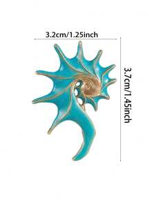 1pc Fashionable Seashell Metal Brooch Accessory, Zinc Alloy Clothing Pin Decoration - A - View 3