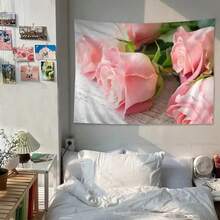 Pink Rose Tapestries Wall Art Decoration Cool Birthday Party Bedroom Hanging Tapestry Wall Living Room Office Home Decor - 1PC - View 1