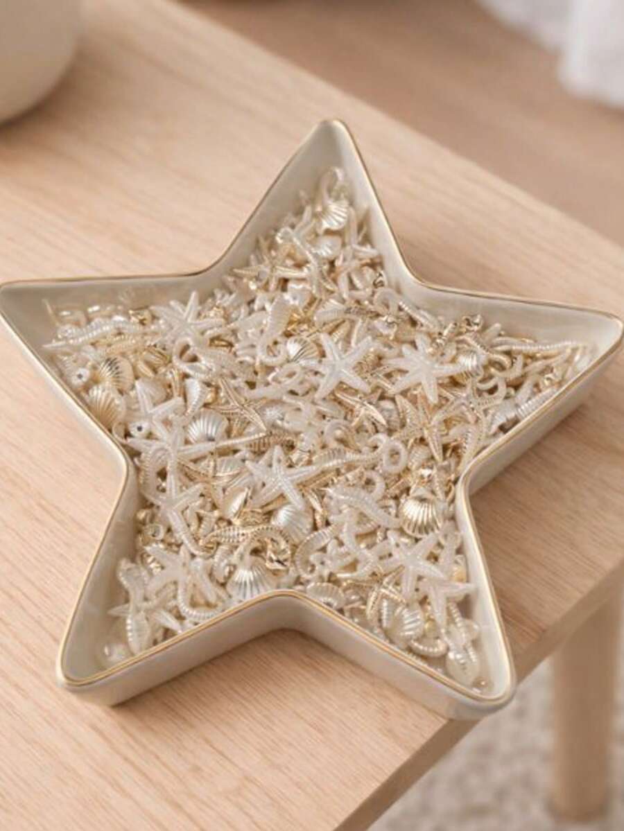 Bead Spacers 100/200 Pcs Shell, Star, Teardrop, Flower And Other Shapes Pearly Jewelry Crafts - Marine Trio With Gold - View 1