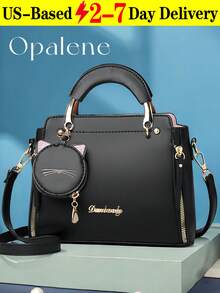 Crossbody Bags For Women, Fashionable Spliced Contrasting Color Personalized Versatile Shoulder Bag, Popular Design Round Handle Handbag,  Classic Square Women's Hand-Held Crossbody Bag. Suitable For Offices, Universities, Work, Business, Commuting, Outdoor Activities, Travel, And Outings. - 彩色 - 查看 11