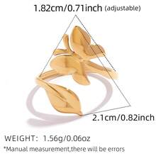 Set de 3 piezas/1 pieza de anillos de acero inoxidable con estilo - Anillo minimalista abierto de 304, accesorio exquisito inspirado en la naturaleza, adecuado para uso diario, fiestas, bodas, regalos de cumpleaños - Multicolor - Ver 10