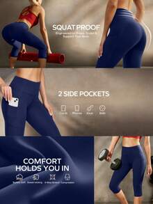 1-Pack Women's Capri Leggings | Black, Grey, Red & Blue - Ultra Soft, High-Waisted For Summer Outfits For Women & Beach Trips | No See-Through, Perfect For Casual & Vacation Outfits Women Love - 灰色 - 查看 3