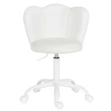 Silla de oficina, silla de escritorio, silla de tocador ajustable en altura, silla giratoria de cuero Sherpa, cojín engrosado (hasta 150 kg) para estudio, dormitorio, color blanco - Estilo de lana de cordero - blanco - Ver 13