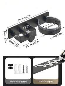 免钻孔壁挂式吹风机支架，美发工具收纳架，适用于沙龙、浴室，可放置吹风机、直发器、卷发棒等，生日、毕业、婚礼、邮轮旅行、家居装饰、浴室配件 - 彩色 - 查看 11