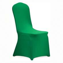 1pc Green Chair Cover, Spandex & Polyester Stretch Dining Chair Slipcover, Suitable For Wedding Party Events, Waterfall Style - Green - View 2