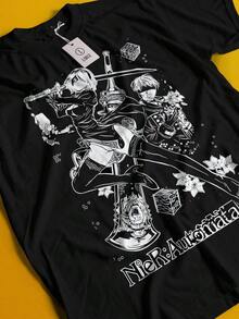 Nier Automata T-Shirt YoRHa 2A Shirt 2B 9S Emil Tshirt Anime Kaine Devola Waifu - màu đen - Xem 1