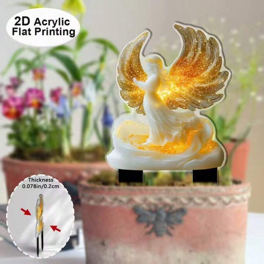 1pc 2D Acrylic Garden Decor Ground Stake | Phoenix Design Garden Stake, Outdoor And Yard Decoration, Ideal For Fantasy Enthusiasts And Holiday Occasions - A - View 1