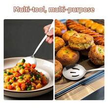 2件套/6件套银色餐具，包括1个汤勺和1个漏勺，采用优质不锈钢制成，适用于自助餐、派对、婚礼和其他场合。 - 查看 4