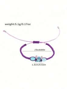 1pc Handmade Stitch Beaded Bracelet - Blue/Pink Synthetic Gemstone, Durable Hemp Rope Design, Cute Cartoon Animal Pattern, Suitable For Girls 15+ - Daily Accessory, Valentine's Gift - Creative Cute Party Decor, Ideal For Christmas, Valentine's Day, Birthday Gift - SLSDZ - View 8