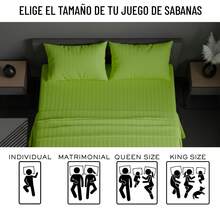 Juego de Sabanas para Cama, Sabana Bajera, Sabana Plana y Funda de Almohada, Cajon Amplio, 2800 Hilos, Premium, Tamaño Individual Matrimonial Queen King - Verde Limón - Ver 7