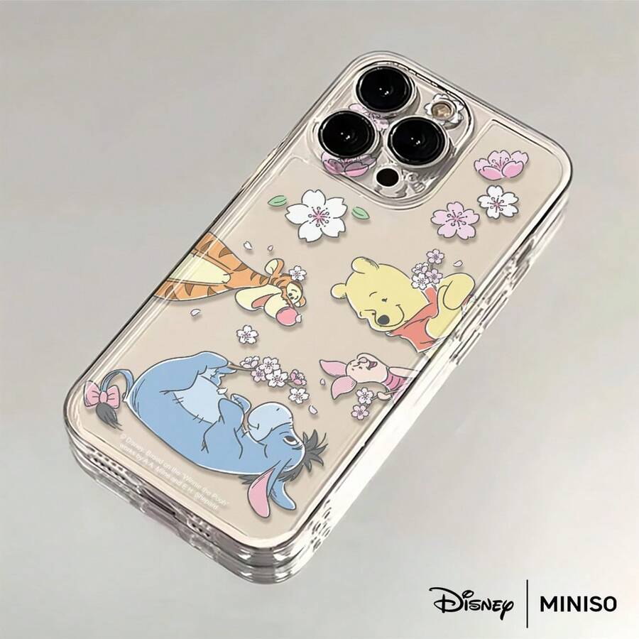 Miniso Disney Winnie The Pooh Cherry Blossom Phone Case Suitable For IPhone 17/17 Pro/17 Pro Max/17 Air/16/15/14/13/12/11/X Series Iphone 17 Pro Max Case Iphone 17 Pro Case Iphone 17 Case Stocking Stuffers The Girlfriend - 透明的 - 查看 1