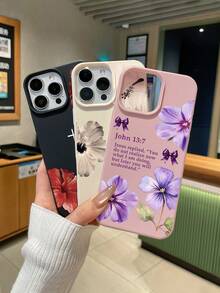 3件套基督教圣经经文、十字架、芙蓉花仿皮纹理防摔防滑手机壳，兼容和Galaxy，适合基督徒、信仰爱好者、母亲节、生日及日常使用。 - 彩色 - 查看 1