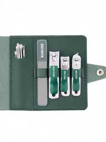 10-Piece Nail Care Set, Including Toenail Clipper, Stainless Steel Fingernail Clipper, And PU Leather Travel Manicure Kit, Home Oblique Nail Clippers Ear Pick Set, Gift Choice - Multicolor - View 11