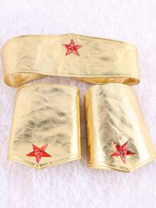 Bộ 1/2 món - Trang phục và phụ kiện siêu anh hùng nữ: Vương miện vàng, thắt lưng có dây thừng, băng cổ tay. Bộ trang phục và phụ kiện hoàn hảo để phối cùng áo liền thân, áo choàng, bốt, váy, quần short hoặc áo sơ mi phù hợp, giúp bạn trở thành ngôi sao siêu anh hùng nữ tỏa sáng tại các bữa tiệc Halloween, nhập vai, Giáng sinh, Lễ Phục sinh, lễ hội hóa trang, lễ hội Carnival, biểu diễn sân khấu. (Sản phẩm này không bao gồm thắt lưng, chỉ có băng đô) - Nhiều màu - Xem 13