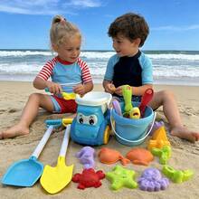 20pcs Beach Toys Set, Beach Car, Sand Digging Toys, Beach Bucket, Shovel, Beach Game Tools, Suitable Summer Beach Gift For Kids, Random Color - Multicolor - View 4