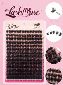 392pcs/196pcs Fluffy DIY Cluster Lashes, 150D Lash Clusters, 0.39–0.71inch Mixed Length Lash Extension, 0.07mm Russian DD Curl, Thick And Reusable Dramatic Lashes, Easy For Beginners, Includes Lash Glue, Tweezers - 黑色 - 查看 14