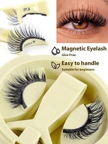 MAANGE 11对磁性假睫毛套装，包含1对磁性假睫毛和10对带磁性夹子的半截假睫毛，可延长至眼尾，自然精致的仿貂毛假睫毛，蓬松柔软，打造自然妆容，女士假睫毛，睫毛，假睫毛 - 黑色 - 查看 10