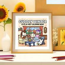 毛绒冬季绘画书：22幅独特有趣的插图挑战你的思维 - 独特艺术设计，22页，创意表达，趣味十足，独具匠心，万圣节、圣诞节、感恩节礼物佳选，高品质纸张 - 單件 - 查看 3