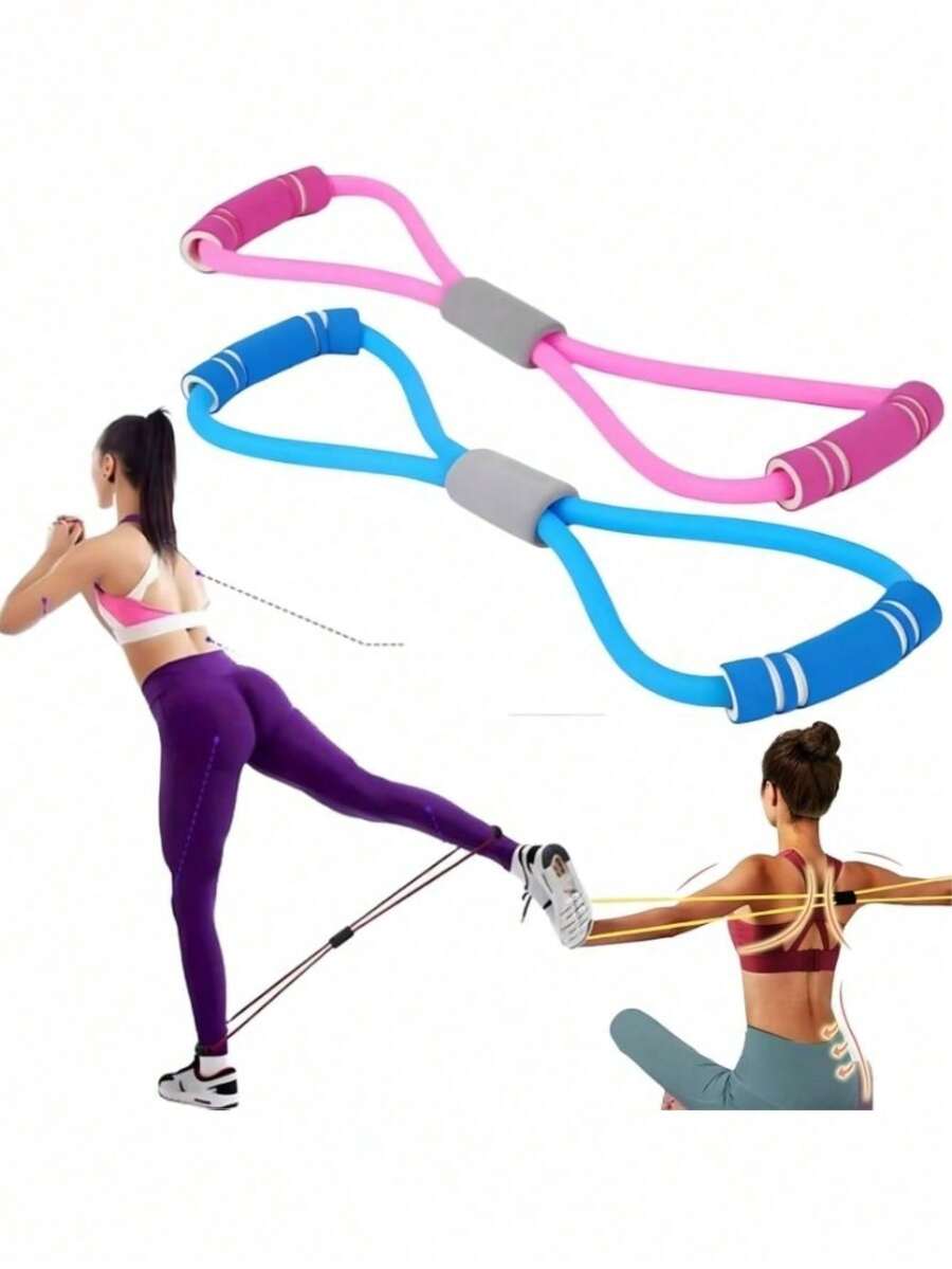 Figure-8 Exercise Band, Resistance Band For Fitness, Pink And Blue - Xanh và Hồng - Xem 1