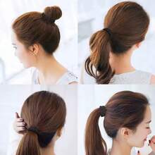 100pcs Women's Black, Fashionable Simple, 4cm Size,High Elasticity Hair Scrunchies Hair Ties, Suitable For Everyday Use And Gift Giving Hair Ties Ponytail Holders Hair Elastics Hair Rope, Hair Bobbles ,Gym Sport Outfit Hair Ties Head Accessories Rubber Bands - 黑色 - 查看 4