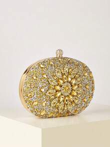 Luxury Goose Egg Shape Crystal Embellished Clutch Bag, Formal Dress Bag, Prom Bag For Party- New Shiny,Glitter Bling Glamorous,Elegant,Exquisite,Quiet Luxury Fashionable Evening Clutch Bag Decorated With Rhinestones Dinner Bag,Evening Bag,Elegant Rhinestone Rhinestone,Crystal Decor,Faux Pearl For Party Girl,Woman,For Lady,Bride Perfect For Party,Wedding,Prom,Dinner/Banquet Best Gift For Women - 金色 - 查看 5