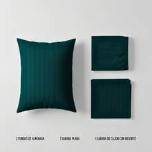 Juego de Sabanas para Cama, Sabana Bajera, Sabana Plana y Funda de Almohada, Cajon Amplio, 2800 Hilos, Premium, Tamaño Individual Matrimonial Queen King - Jade - Ver 5