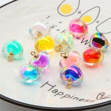 10pcs 19mm Heart Shaped Pendant, DIY Jewelry Making, Valentine's Day - Multicolor - View 3