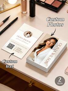 Personalized Exquisite Nail Salon Business Cards - These Carefully Designed Nail Business Cards Feature Custom Portraits And Elegant Layouts, Effectively Showcasing Service Styles And Professional Details (Such As Hair, Nails, Makeup, Lashes) - Multicolor - View 1